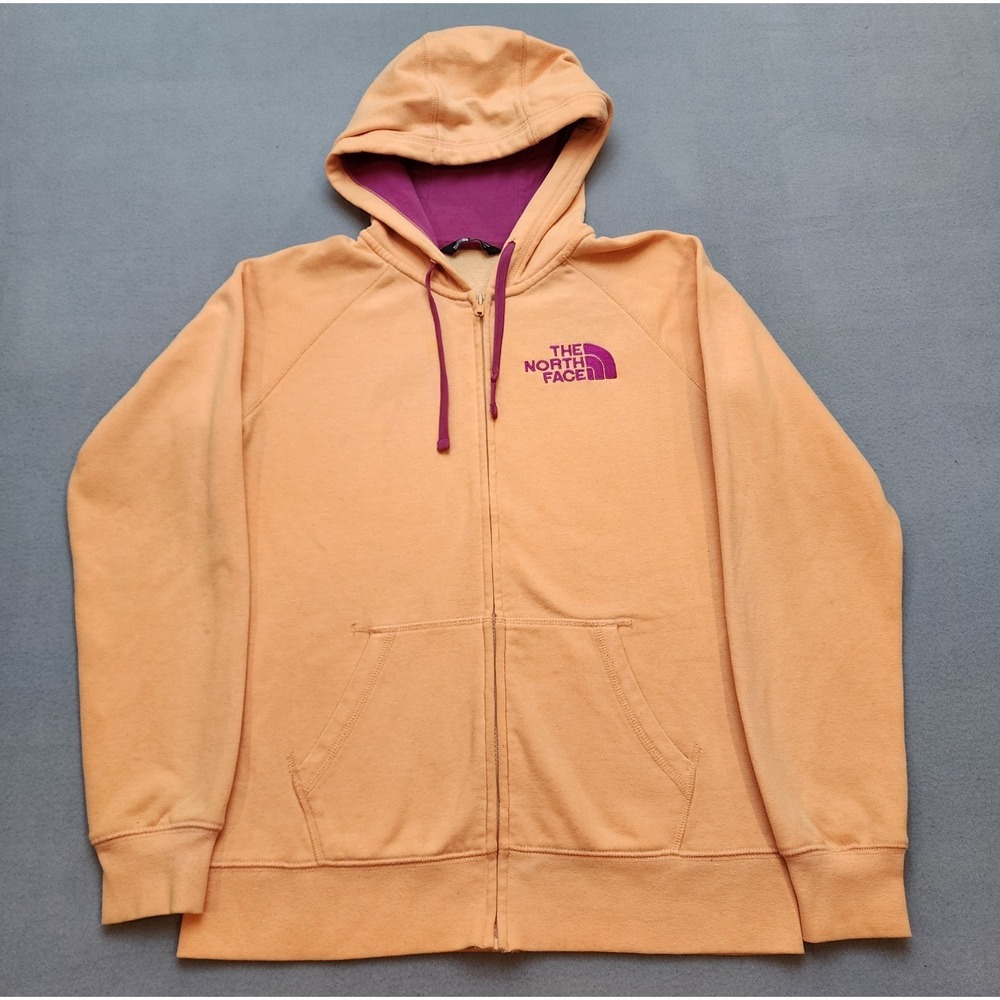 The North Face Women's Full Zip Hoodie Peach Purple Fleece Lined Sweatshirt...